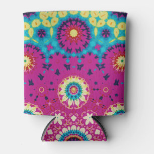 Rainbow Tie-dye Geometric Mandala 4 Pattern Can Cooler