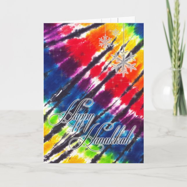 Rainbow Tie-Dye Hanukkah Holiday Card (Front)