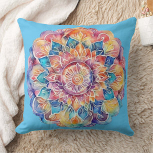 Rainbow Tie-Dye Mandala Cushion