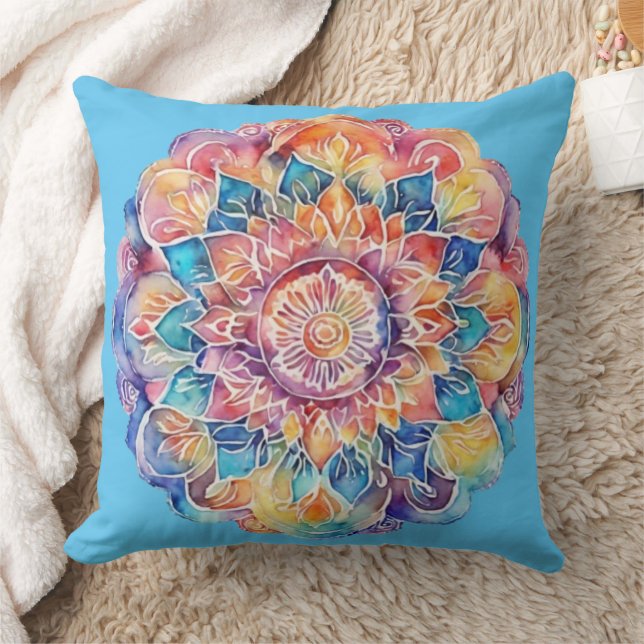 Rainbow Tie-Dye Mandala Cushion (Blanket)