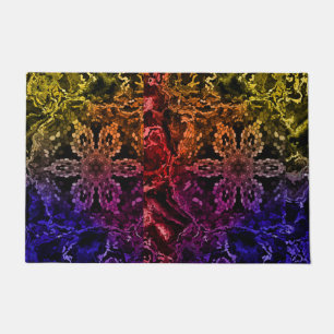 Rainbow Tie Dye Mandala Flower Print Doormat