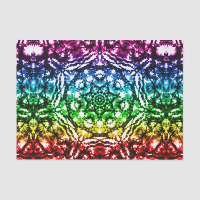 Rainbow Tie Dye Mandala Star Birthday Party Tissue Paper (Front)