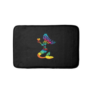 Rainbow Tie-Dye Mermaid Shirt in 60s 70s Retro Hip Bath Mat