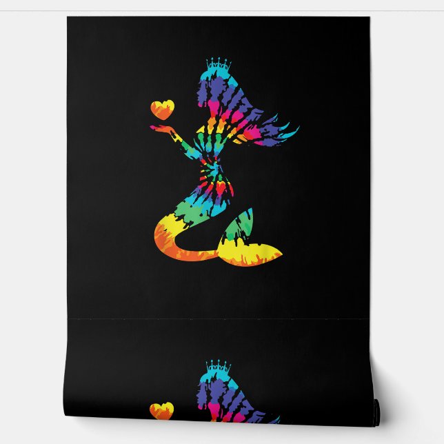 Rainbow Tie-Dye Mermaid Shirt in 60s 70s Retro Hip Wallpaper (Unrolling)
