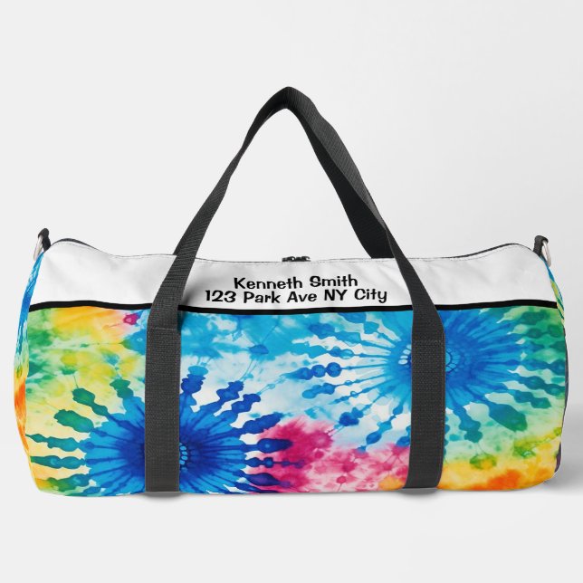 Rainbow Tie Dye Monogram Personalised Gear Duffle Bag (Front)