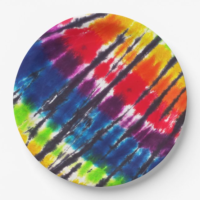 Rainbow Tie-Dye Paper Plate (Front)