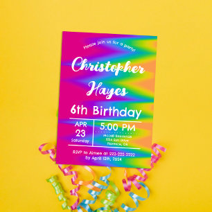 Rainbow Tie Dye Party Invitation