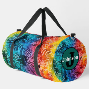 Rainbow Tie Dye Pattern Monogram Personalised Duffle Bag