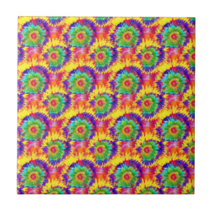 Rainbow Tie Dye Retro Style Colourful Art Artist Tile