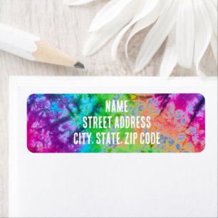 Rainbow Tie Dye Return Address Label Colourful
