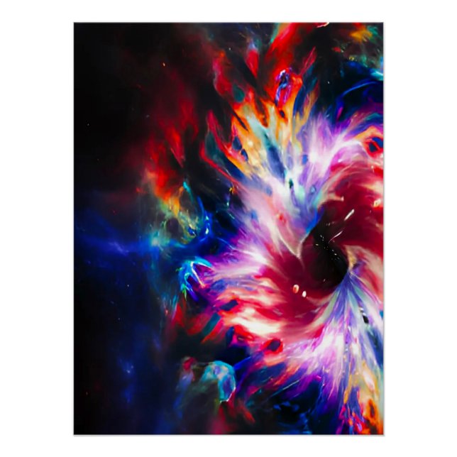 Rainbow TieDye Blackhole Galaxy Glossy Poster (Front)