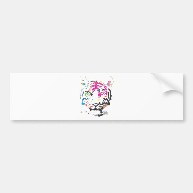 Rainbow Tiger Bumper Sticker (Front)