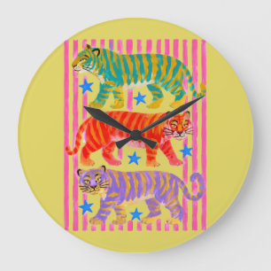 rainbow tiger dreams large clock