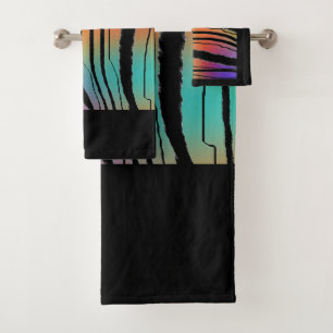 Rainbow Tiger Exotic Animal Print Bath Towel Set