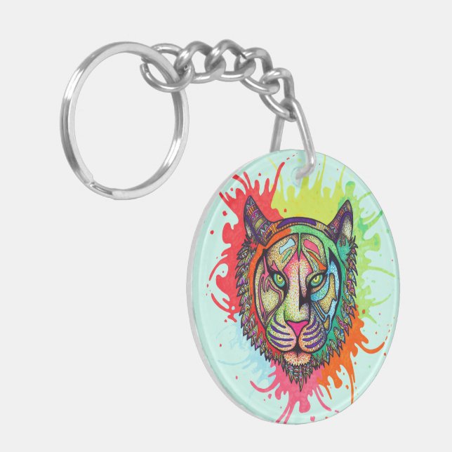 Rainbow Tiger Key Ring (Front Left)