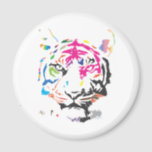 Rainbow Tiger Magnet<br><div class="desc">A very cool and modern design featuring a tiger,  destructured in a lot of super colourful ink spots.</div>