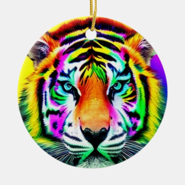 Rainbow Tiger Ornament (Front)