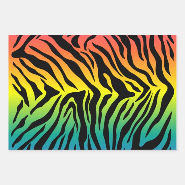Rainbow tiger skin print design  wrapping paper sheet (Front)