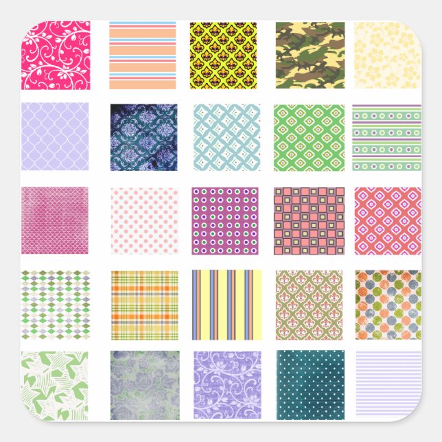 Rainbow tiled squares pattern square sticker (Front)