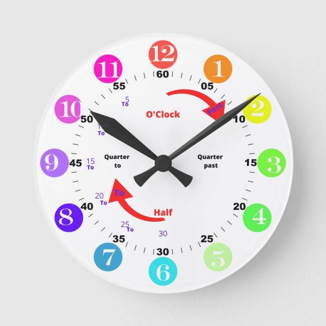 Rainbow Time Learning  Round Clock (Front)