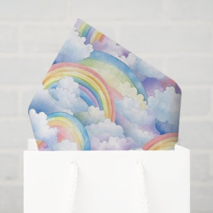 Rainbow Tissue Paper, Watercolor Rainbow Decoupage Paper