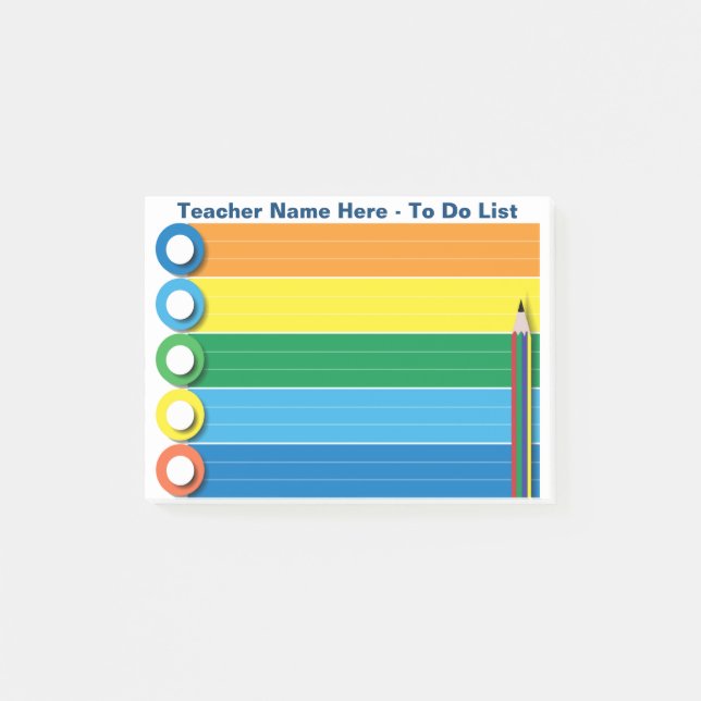 Rainbow To Do List - Personalised Post-it Notes (Front)