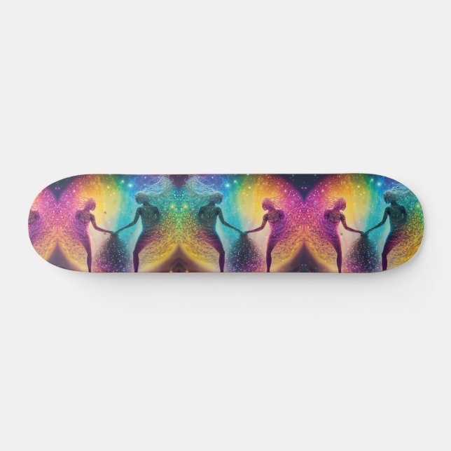 Rainbow Trance Disco Cosmic Galaxy Soulmates Sk8r Skateboard (Horz)