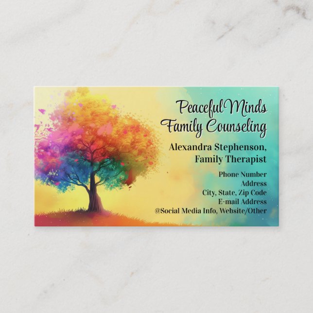 Rainbow Tree Counseling Therapy Psychotherapy Business Card (Front)