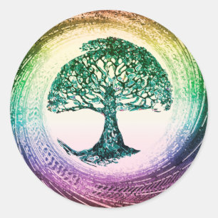 Rainbow Tree of Life by Amelia Carrie Classic Round Sticker