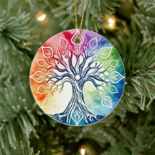 Rainbow Tree of Life Ceramic Tree Decoration