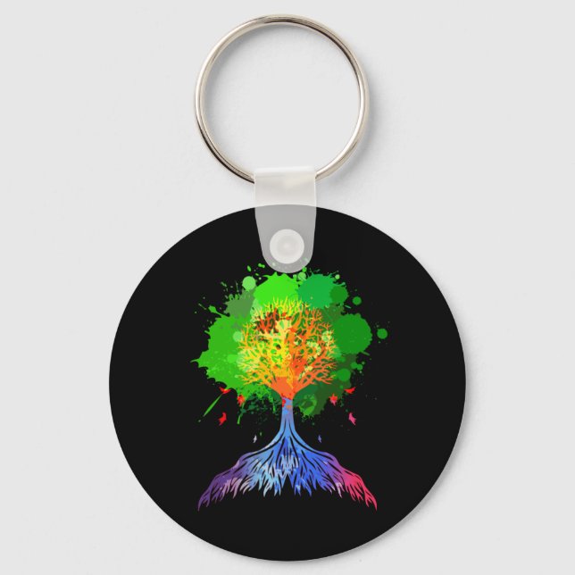 Rainbow Tree of Life Key Ring (Front)