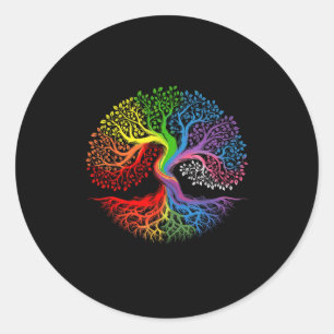 Rainbow Tree Of Life Lgbtq Lesbian Gay Pride Flag  Classic Round Sticker