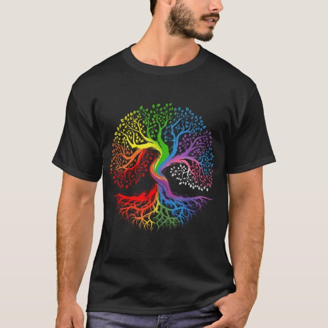 Rainbow Tree Of Life Lgbtq Lesbian Gay Pride Flag  T-Shirt (Front)
