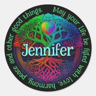 Rainbow Tree of Life Love Classic Round Sticker