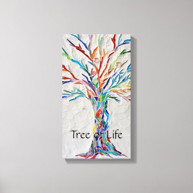 Rainbow Tree of Life Multicolored Mosaic Canvas Print (Front)