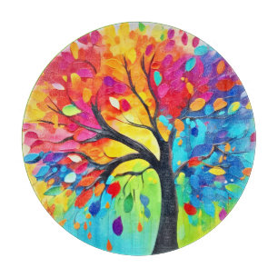 Rainbow Tree of Life Painting Cutting Board