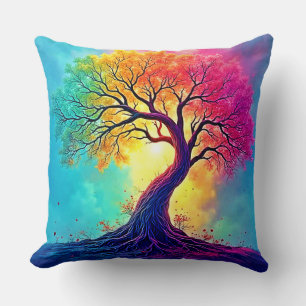 Rainbow Tree: Roots of Infinite Hope Art Cushion