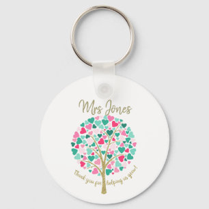 Rainbow Tree Teacher Keychain, Colourful Teacher Key Ring