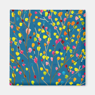 Rainbow tree watercolor magnet