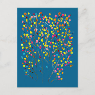 Rainbow tree watercolor  postcard