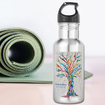 Rainbow Tree Yoga Instructor 532 Ml Water Bottle<br><div class="desc">This decorative water bottle features a print of a rainbow colored tree on a pale gray background. 
I made the original design in mosaic using many tiny fragments of brightly colored glass. 
Add your name,  occupation to personalise this bottle.
Original Mosaic Design © Michele Davies</div>