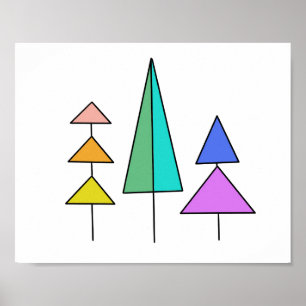 rainbow trees geometric digital simple triangles poster