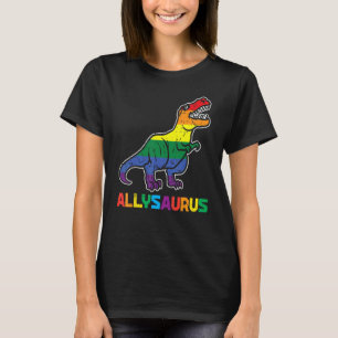 Rainbow Trex Allysaurus Gay Pride Flag Lgbtq Dino  T-Shirt