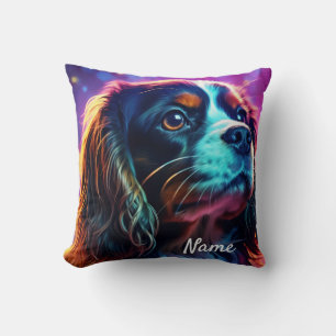 Rainbow Tri Cavalier King Charles Spaniel Dog Cushion