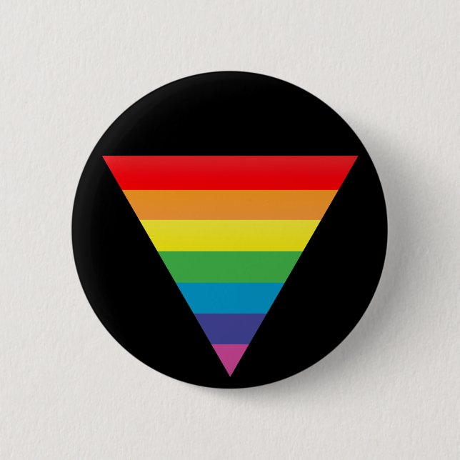 rainbow triangle. 6 cm round badge (Front)