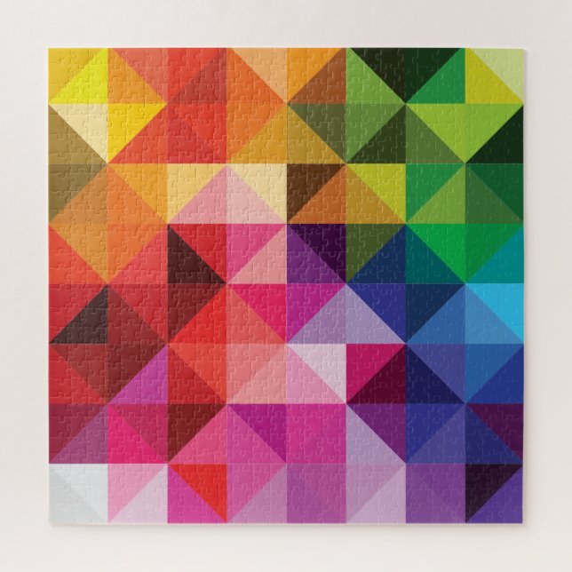 Rainbow Triangles Geometric Modern Jigsaw Puzzle (Vertical)