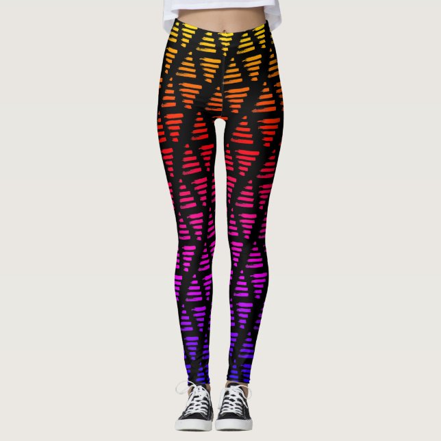 Rainbow Triangles + Lines Leggings (Front)
