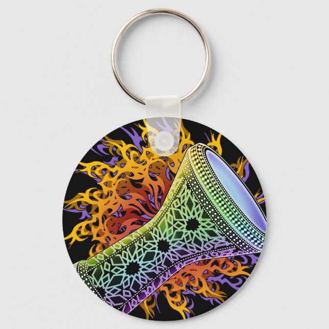 Rainbow Tribal Doumbek Key Ring (Front)