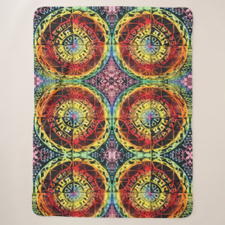 Rainbow Tribal Linocut Print Sherpa Blanket