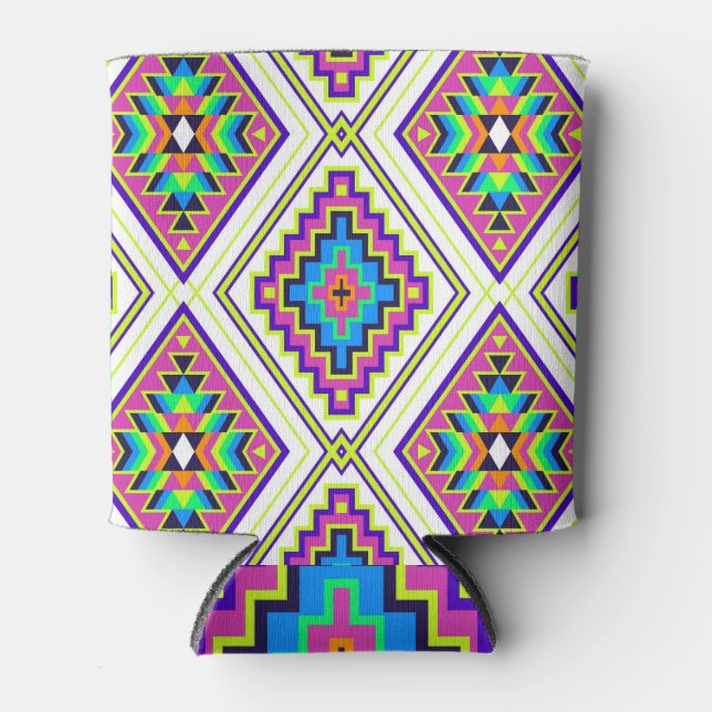 Rainbow Tribal Navajo Print Can Cooler (Front)